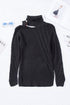 Strapped Cut Out Shoulder Turtleneck Sweater